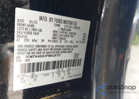 2023 Ford Mustang Mach-E Gt z USA, uszkodzony, nr VIN 3FMTK4SX3PMA28757